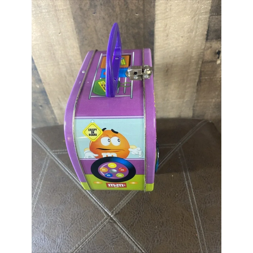 Vintage‎ 2002 M&M's Road Trip Tin Lunch Box Van SUV - Purple w/ Moving Wheels
